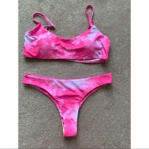 Pink shein tie dye bikini